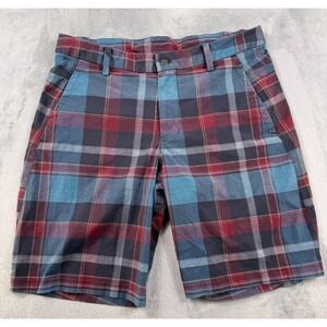 Lululemon Plaid Shorts Men's 38 Blue Red Multicolor Casual Golf Performance